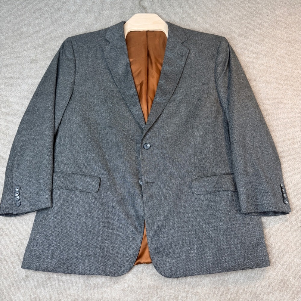 Vintage Jos. A. Bank Joseph Sportcoat 48R Grey Herringbone Micro Velour Blazer